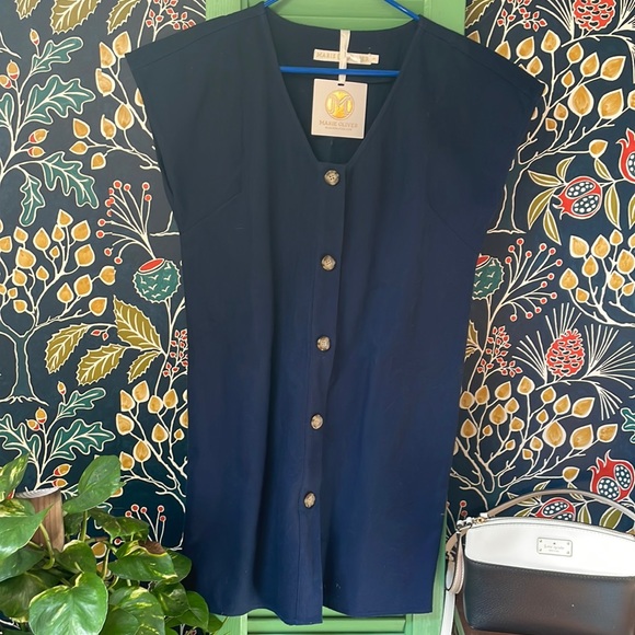NWT Marie Oliver Navy Cotton Dress with Buttons - Picture 1 of 13